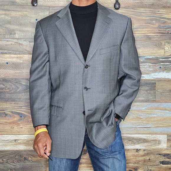 Ermenegildo Zegna Neiman Marcus Trofeo Wool Gray Plaid Check